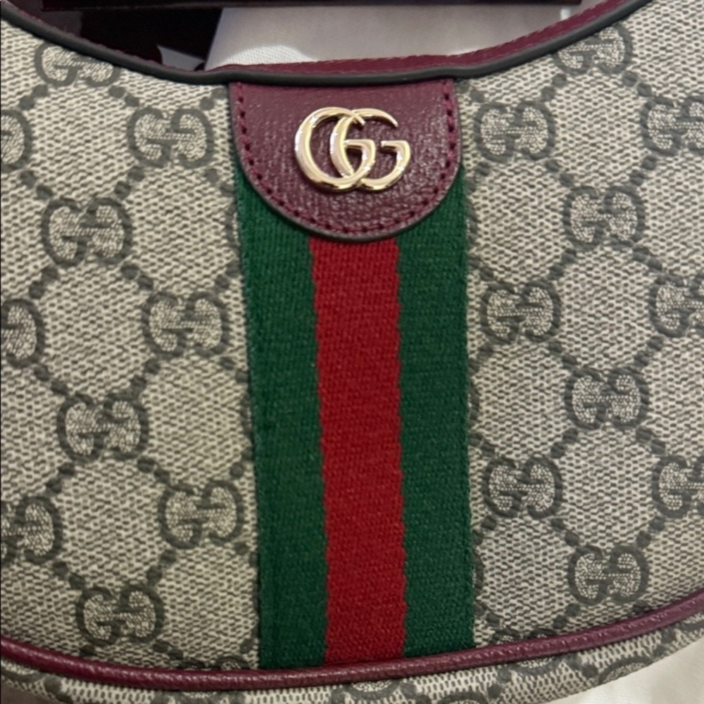 Gucci Canvas Hobo with Red Trim and Green-Red Web Stripe (A Must Have) - Picture 4 of 6